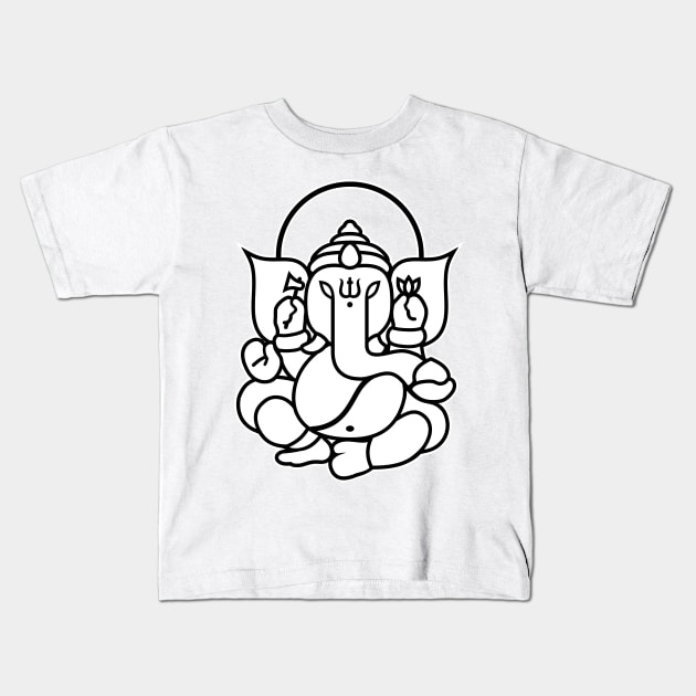 Ganesh Ganesa Ganapati Elephant 3 (black white) Kids T-Shirt by Mystic-Land